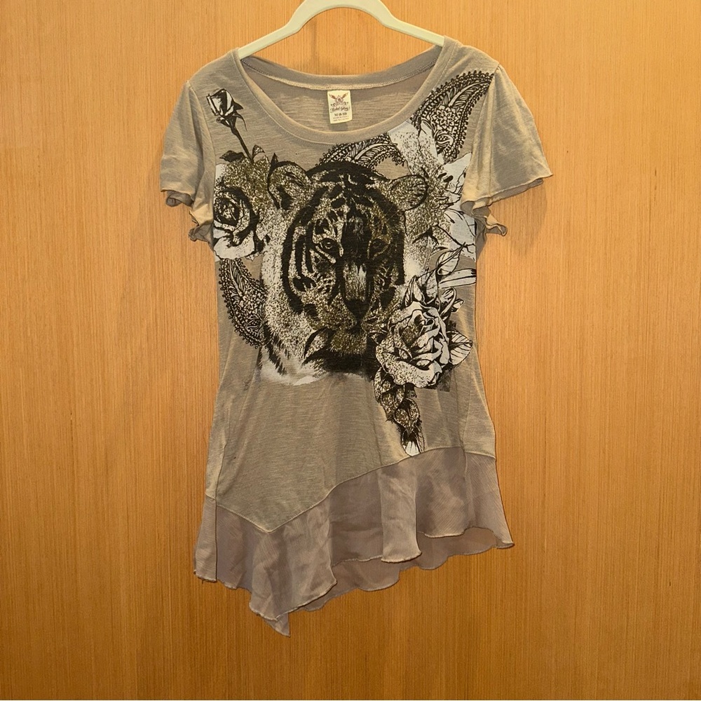Y2K Vintage Tiger Asymmetrical Top